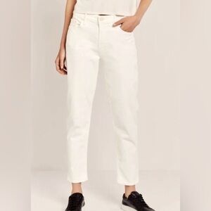 MOTHER The Dropout Ankle Whipping the Cream Jeans Stretch Light Cream Size 28